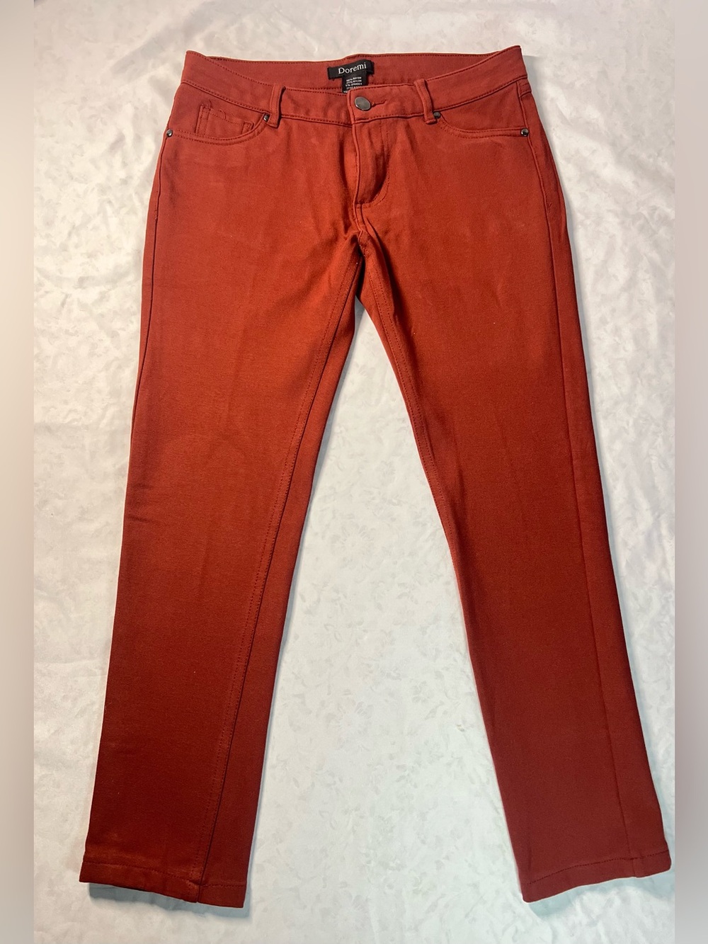 Doremi Women’s Stretchy Pants, Rust Orange/Red Orange, Skinny, Petite Medium